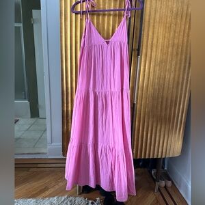 Pink cotton maxi dress